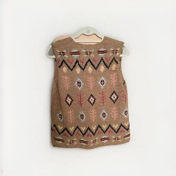 Portraits by NORTHERN ISLES Vintage Navajo Southwern Style Knit Sweater Vest - Picture 2 of 7